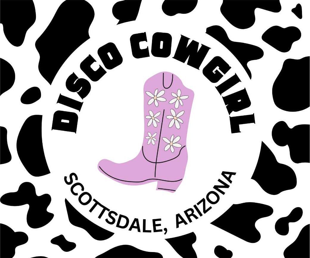 Disco Cowgirl theme bachelorette banner Scottsdale