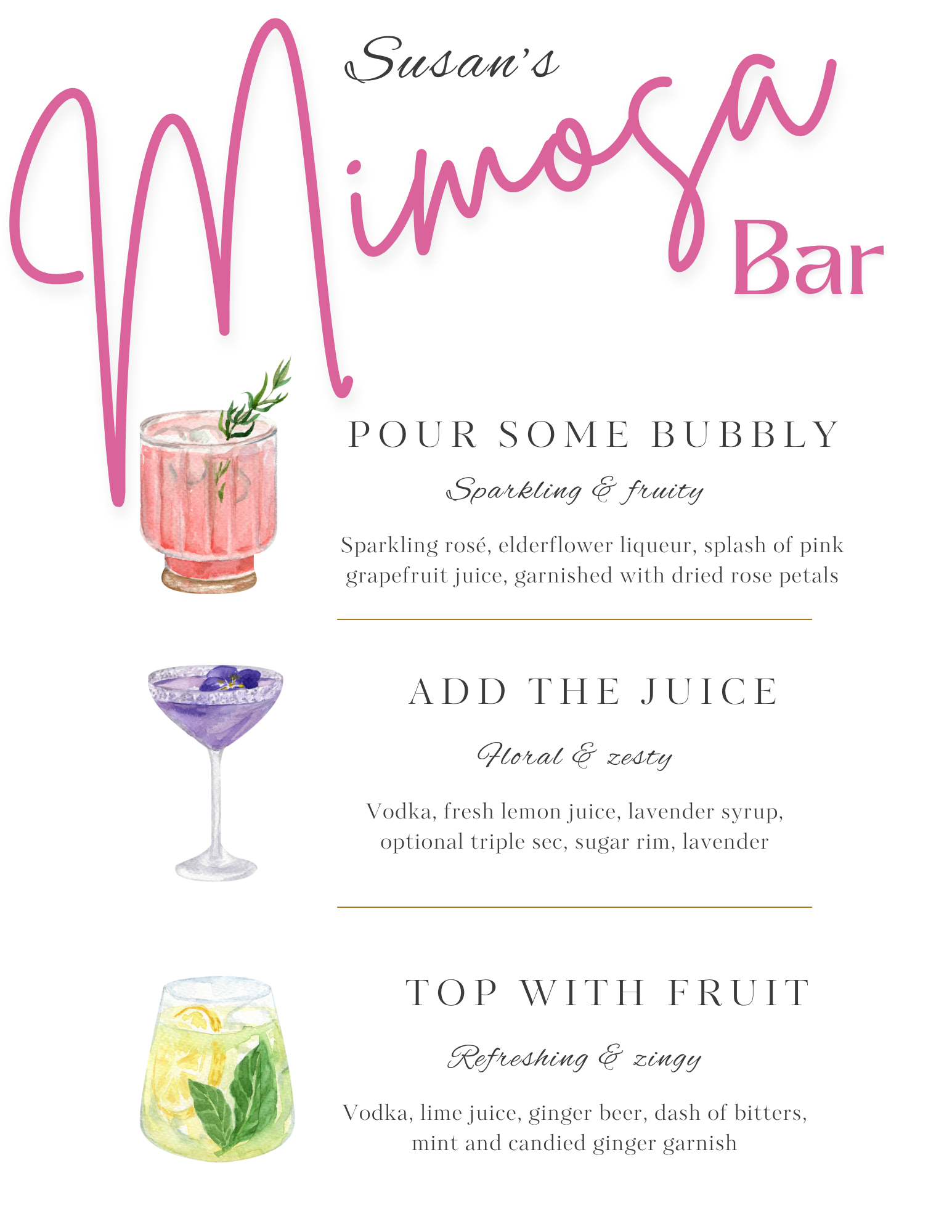 Mimosa bar setup bachelorette party Scottsdale AZ